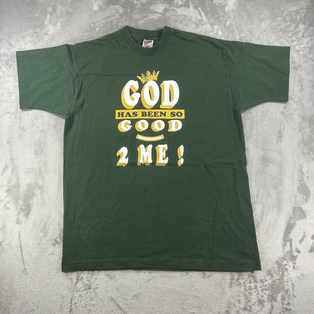 Vintage God Has Been So Good 2 Me Christian Shirt Mens 2XL Green